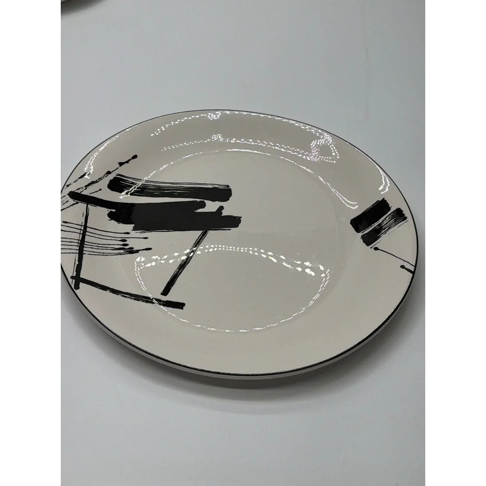Sango Larry‎ Laslo Calligraphy Dinnerware Set 1986 Vintage Black White 12 Piece